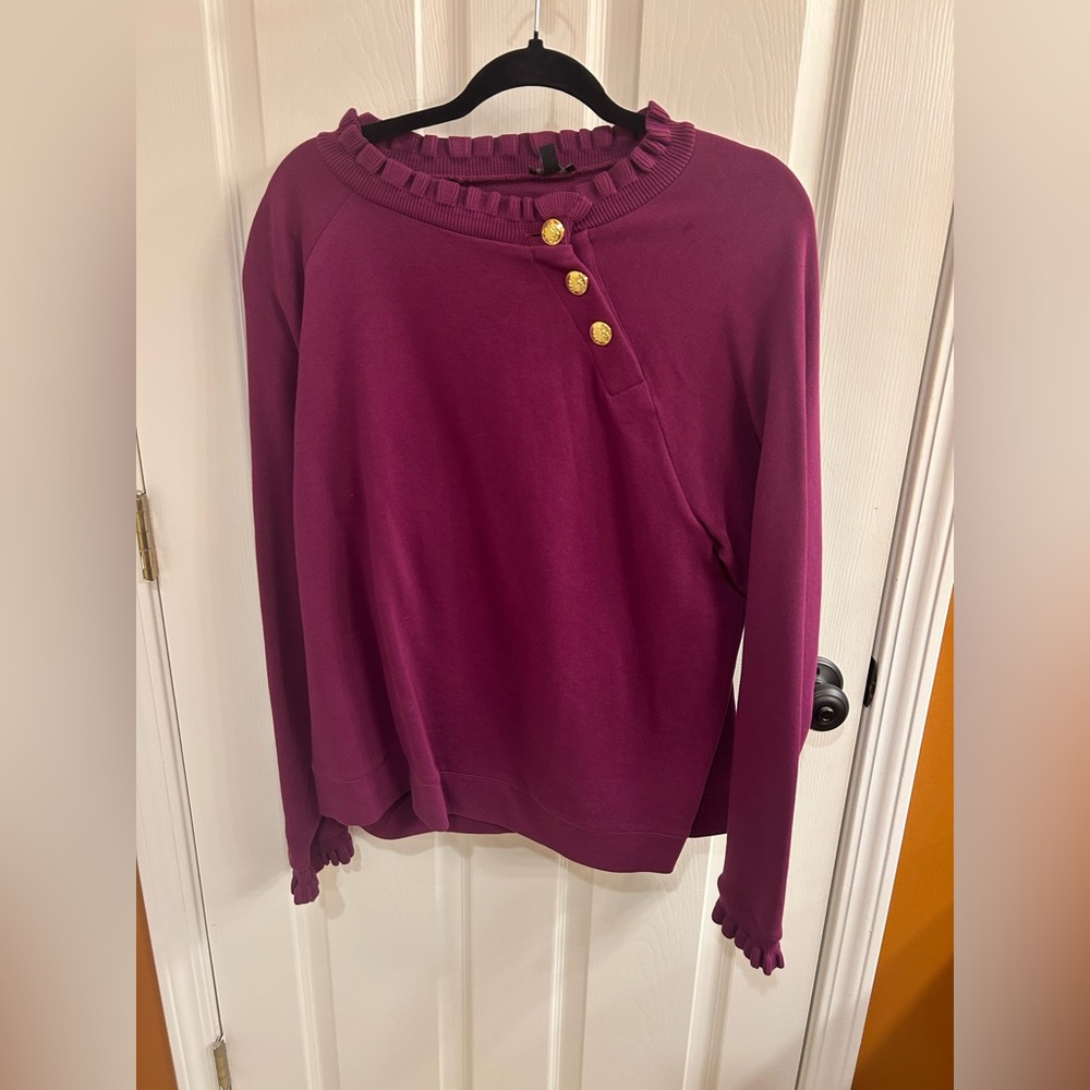 Talbots Purple Sweatshirt with Gold Buttons